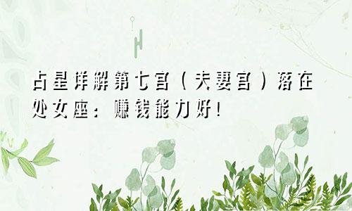 占星详解第七宫（夫妻宫）落在处女座：赚钱能力好！