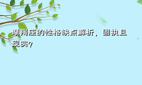 摩羯座的性格缺点解析，固执且现实？