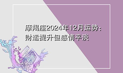 摩羯座2024年12月运势：财运提升但感情平淡