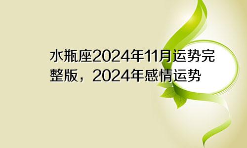 水瓶座2024年11月运势完整版，2024年感情运势