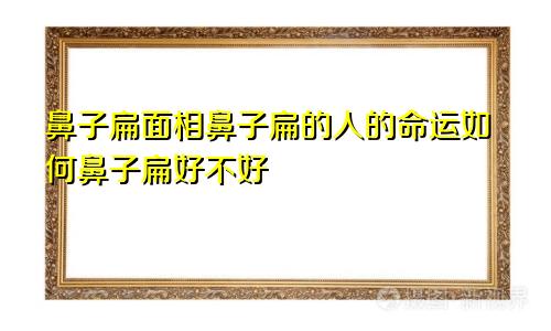 鼻子扁面相鼻子扁的人的命运如何鼻子扁好不好