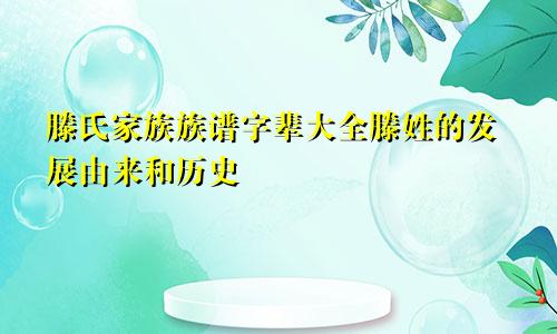 滕氏家族族谱字辈大全滕姓的发展由来和历史