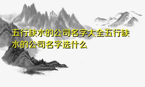 五行缺水的公司名字大全五行缺水的公司名字选什么