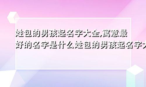 姓包的男孩起名字大全,寓意最好的名字是什么姓包的男孩起名字大全,寓意最好的名字