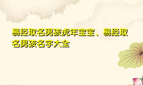 易经取名男孩虎年宝宝、易经取名男孩名字大全