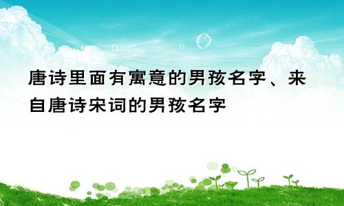 唐诗里面有寓意的男孩名字、来自唐诗宋词的男孩名字