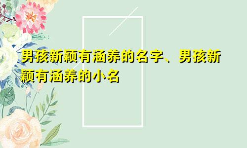 男孩新颖有涵养的名字、男孩新颖有涵养的小名