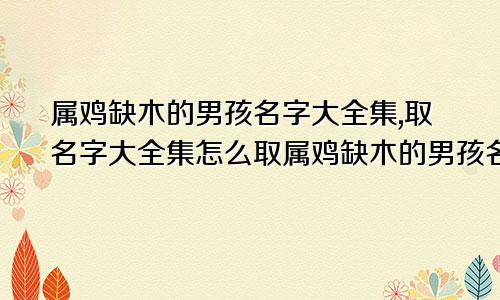 属鸡缺木的男孩名字大全集,取名字大全集怎么取属鸡缺木的男孩名字大全集,取名字大全集好吗