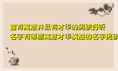 富有寓意并且有才华的男孩好听名字有哪些寓意才华横溢的名字男孩