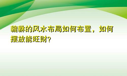 貔貅的风水布局如何布置，如何摆放能旺财？