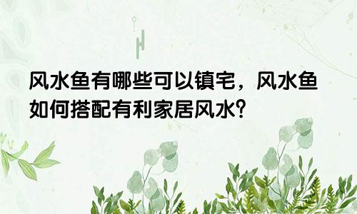 风水鱼有哪些可以镇宅，风水鱼如何搭配有利家居风水？