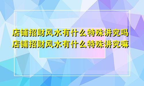 店铺招财风水有什么特殊讲究吗店铺招财风水有什么特殊讲究嘛