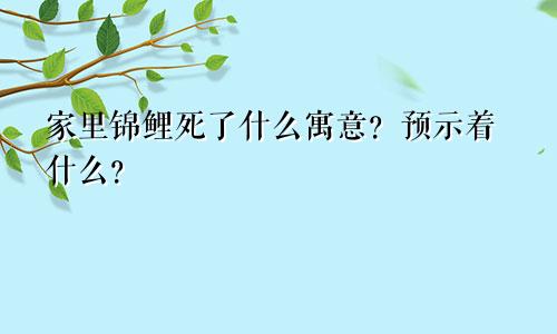 家里锦鲤死了什么寓意？预示着什么？