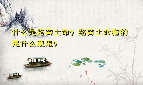 什么是路旁土命？路旁土命指的是什么意思？