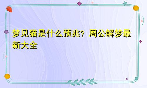 梦见猫是什么预兆？周公解梦最新大全