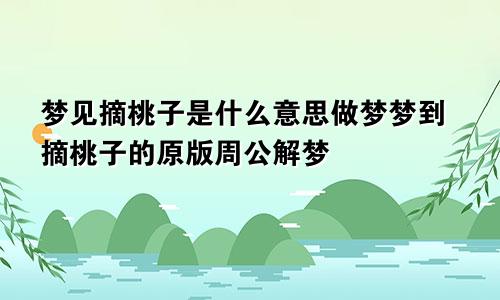 梦见摘桃子是什么意思做梦梦到摘桃子的原版周公解梦