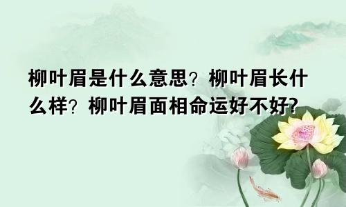 柳叶眉是什么意思？柳叶眉长什么样？柳叶眉面相命运好不好?