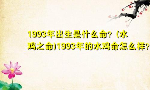 1993年出生是什么命？(水鸡之命)1993年的水鸡命怎么样？