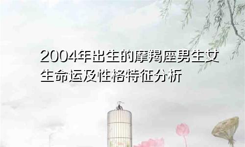 2004年出生的摩羯座男生女生命运及性格特征分析