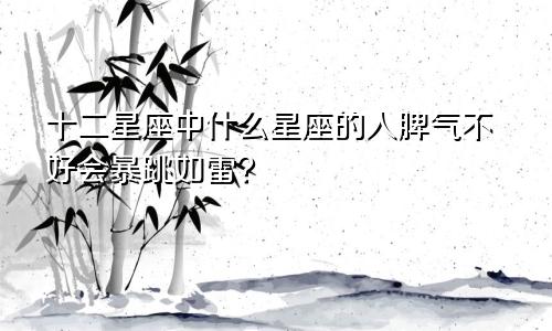 十二星座中什么星座的人脾气不好会暴跳如雷？