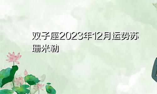 双子座2023年12月运势苏珊米勒