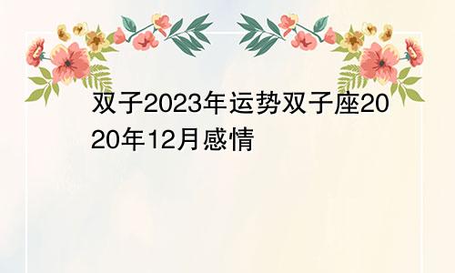 双子2023年运势双子座2020年12月感情