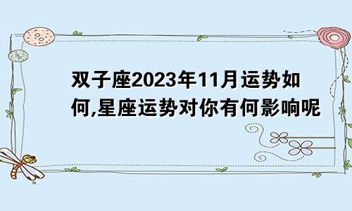 双子座2023年11月运势如何,星座运势对你有何影响呢