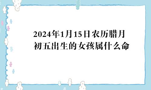 2024年1月15日农历腊月初五出生的女孩属什么命