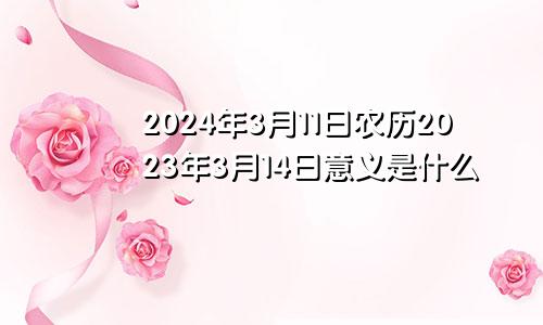 2024年3月11日农历2023年3月14日意义是什么