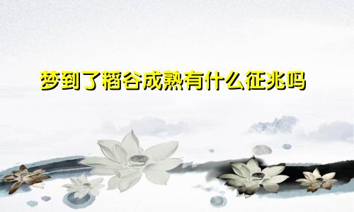 梦到了稻谷成熟有什么征兆吗