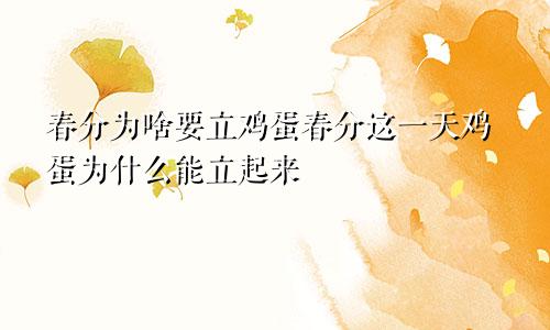 春分为啥要立鸡蛋春分这一天鸡蛋为什么能立起来