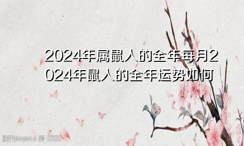 2024年属鼠人的全年每月2024年鼠人的全年运势如何