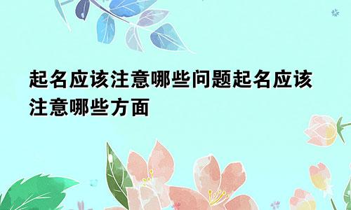 起名应该注意哪些问题起名应该注意哪些方面