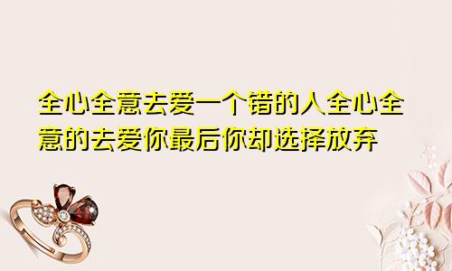 全心全意去爱一个错的人全心全意的去爱你最后你却选择放弃