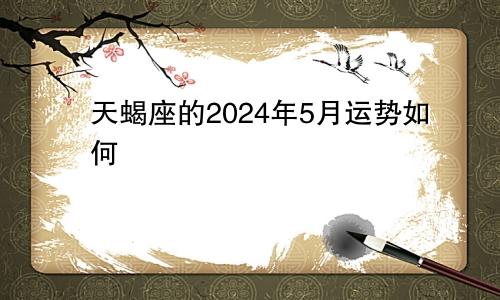 天蝎座的2024年5月运势如何