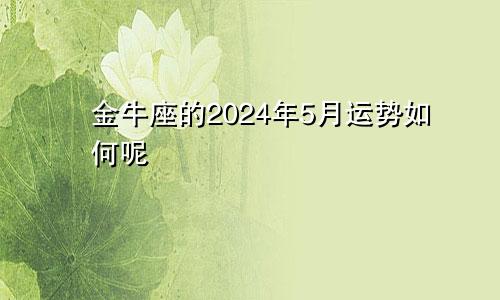 金牛座的2024年5月运势如何呢