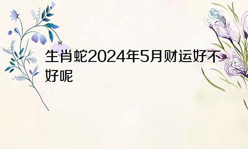 生肖蛇2024年5月财运好不好呢