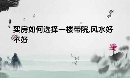 买房如何选择一楼带院,风水好不好