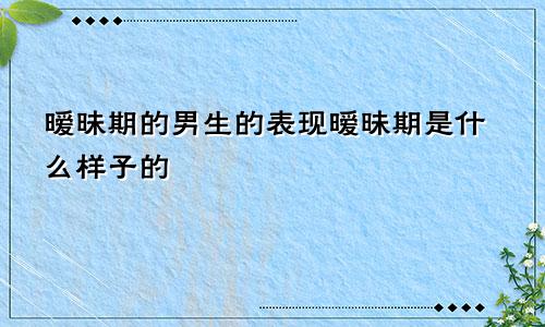 暧昧期的男生的表现暧昧期是什么样子的