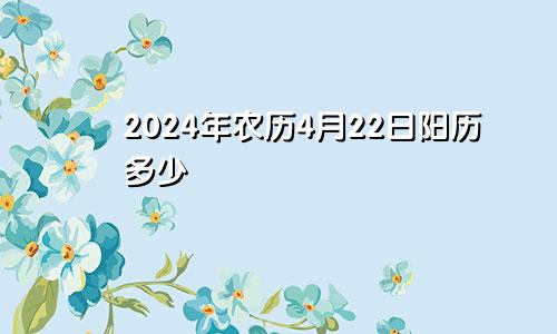 2024年农历4月22日阳历多少