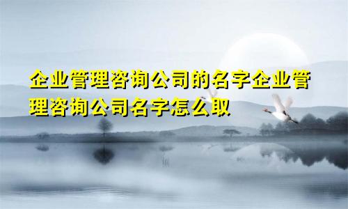 企业管理咨询公司的名字企业管理咨询公司名字怎么取