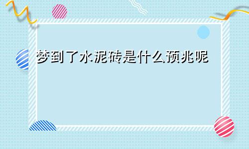 梦到了水泥砖是什么预兆呢