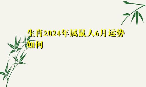 生肖2024年属鼠人6月运势如何