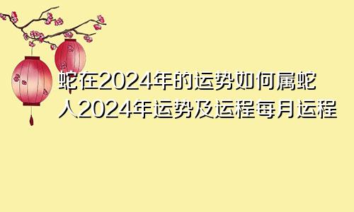 蛇在2024年的运势如何属蛇人2024年运势及运程每月运程