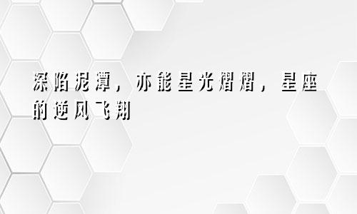 深陷泥潭，亦能星光熠熠，星座的逆风飞翔