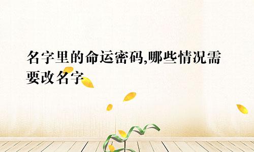 名字里的命运密码,哪些情况需要改名字