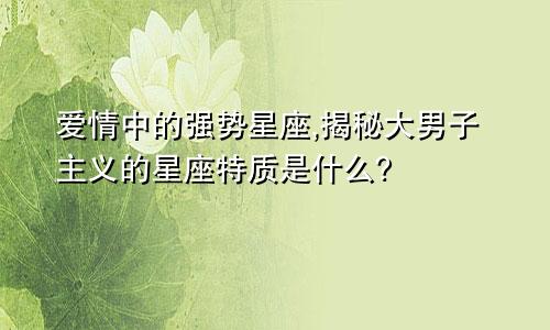 爱情中的强势星座,揭秘大男子主义的星座特质是什么?