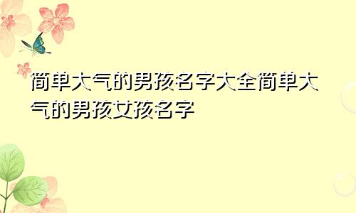 简单大气的男孩名字大全简单大气的男孩女孩名字