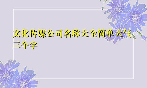 文化传媒公司名称大全简单大气三个字