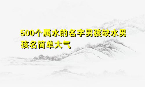 500个属水的名字男孩缺水男孩名简单大气